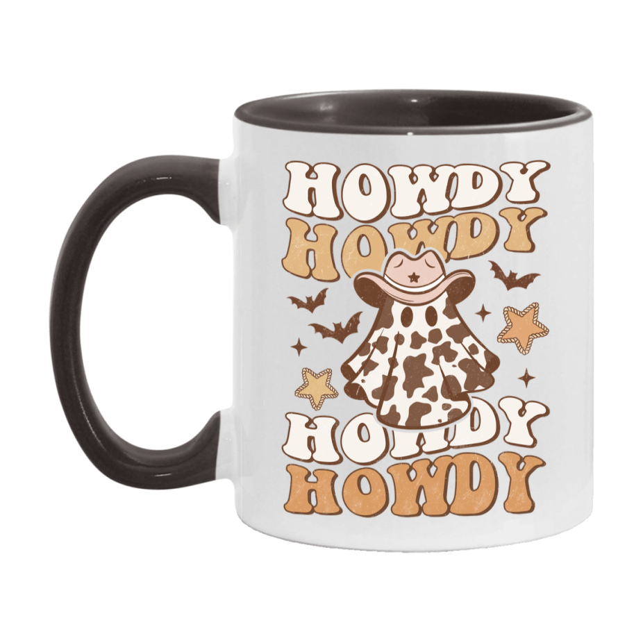 Western Halloween Mug, Cute Retro Western Halloween Coffee Cup, 11Oz Or 15Oz White Ceramic Mug