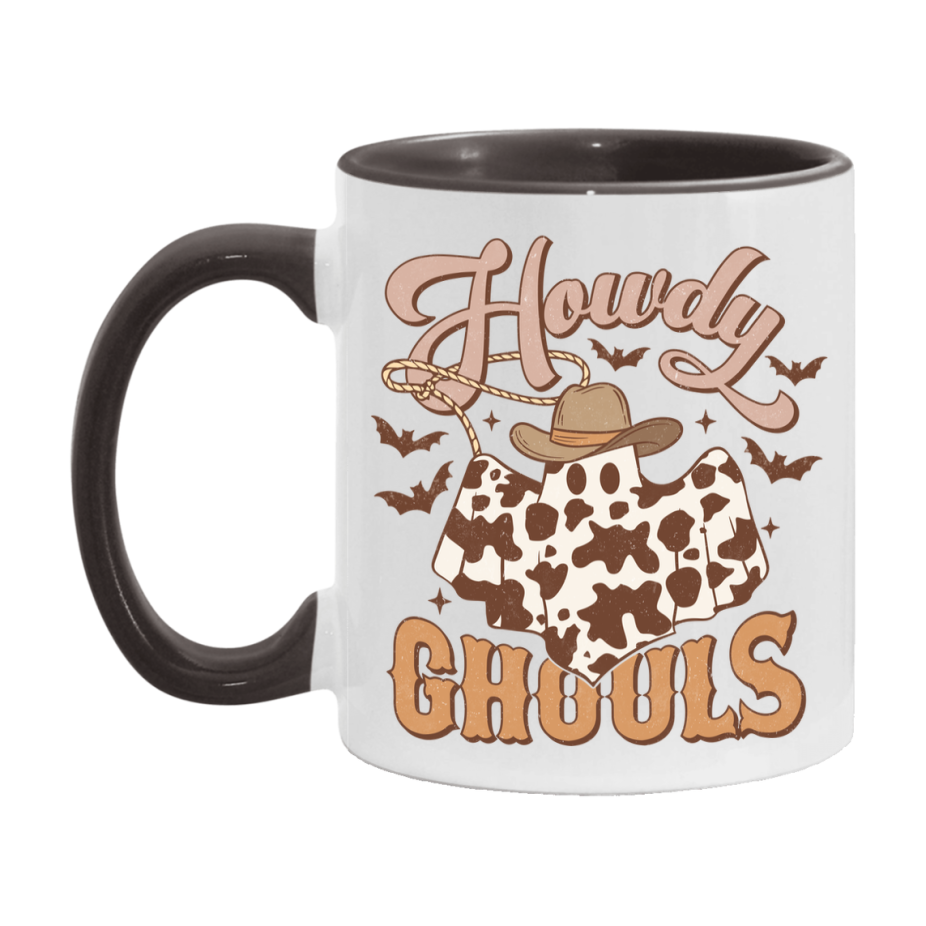 Western Halloween Mug, Cute Retro Western Halloween Coffee Cup, 11Oz Or 15Oz White Ceramic Mug