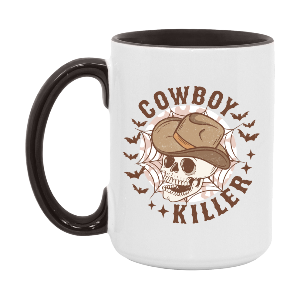 Western Halloween Mug, Cute Retro Western Halloween Coffee Cup, 11Oz Or 15Oz White Ceramic Mug