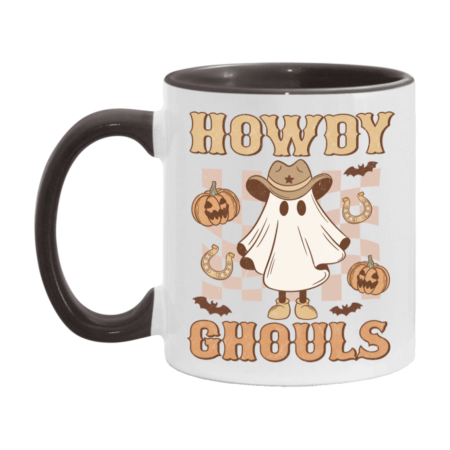 Western Halloween Mug, Cute Retro Western Halloween Coffee Cup, 11Oz Or 15Oz White Ceramic Mug