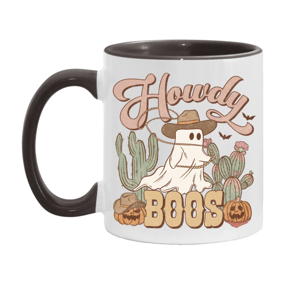 Western Halloween Mug, Cute Retro Western Halloween Coffee Cup, 11Oz Or 15Oz White Ceramic Mug