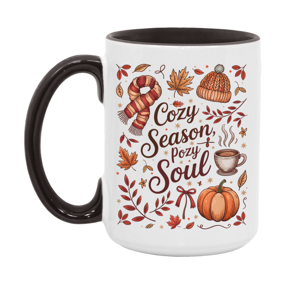 In Love With Fall Coffee Mug, Cozy Cute Autumn Coffee Cup, 11Oz Or 15Oz White Ceramic Mug