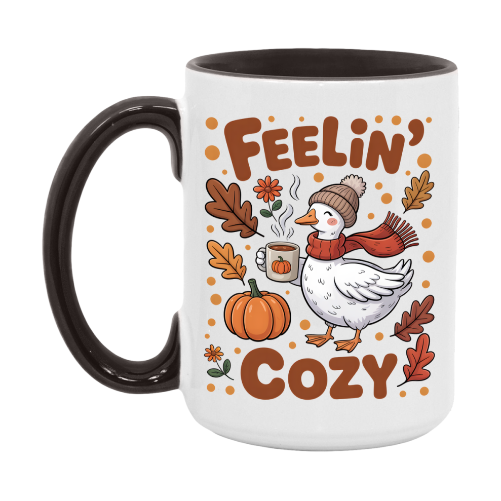 In Love With Fall Coffee Mug, Cozy Cute Autumn Coffee Cup, 11Oz Or 15Oz White Ceramic Mug