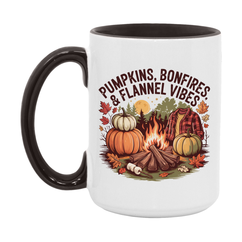 In Love With Fall Coffee Mug, Cozy Cute Autumn Coffee Cup, 11Oz Or 15Oz White Ceramic Mug