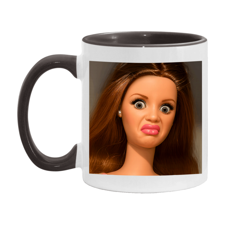 Disgusted Doll Face Mug, Funny Doll Face Meme Coffee Cup