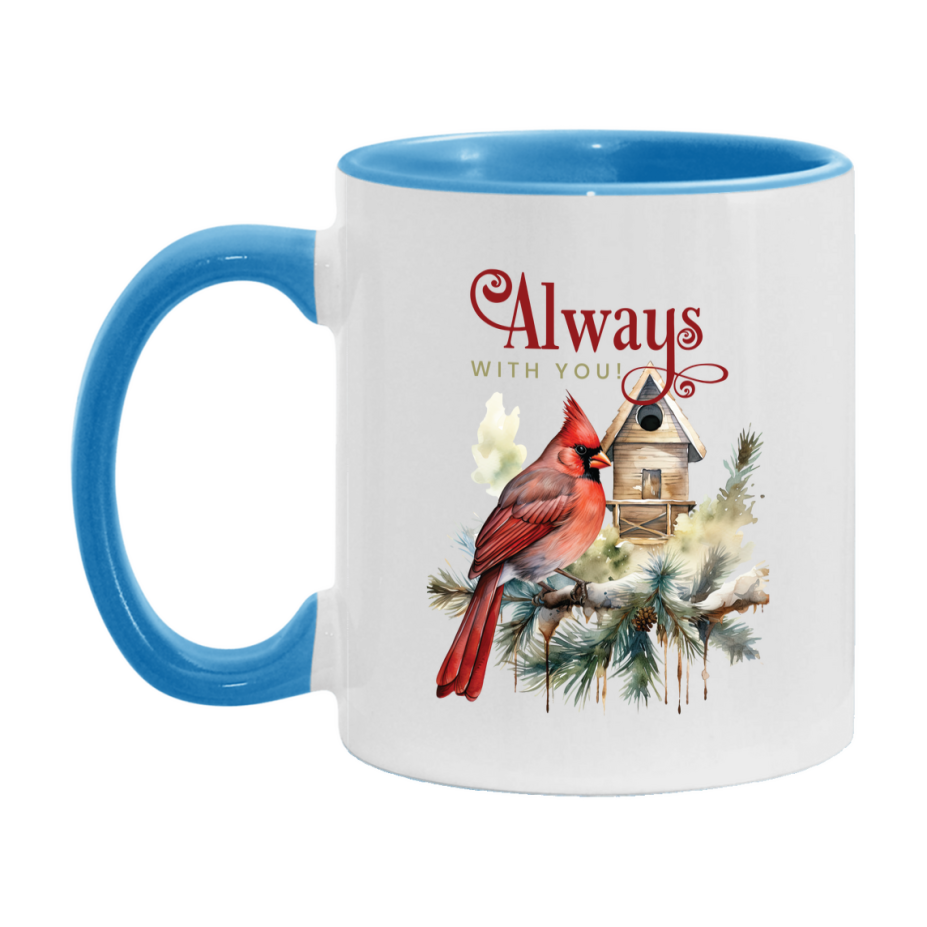 Red Cardinal Mug – Northern Red Cardinal Christmas Mug with Heartfelt Message, 11oz or 15oz White Ceramic Coffee Cup