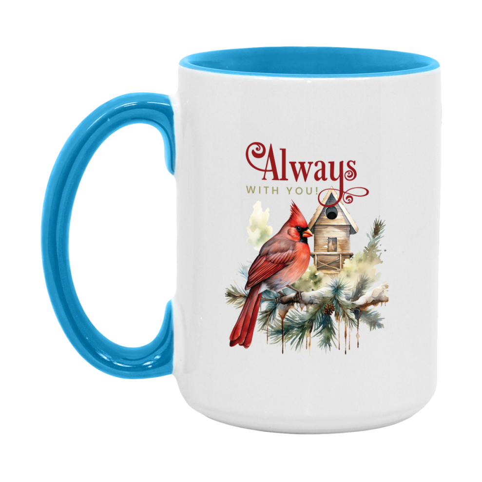Red Cardinal Mug – Northern Red Cardinal Christmas Mug with Heartfelt Message, 11oz or 15oz White Ceramic Coffee Cup