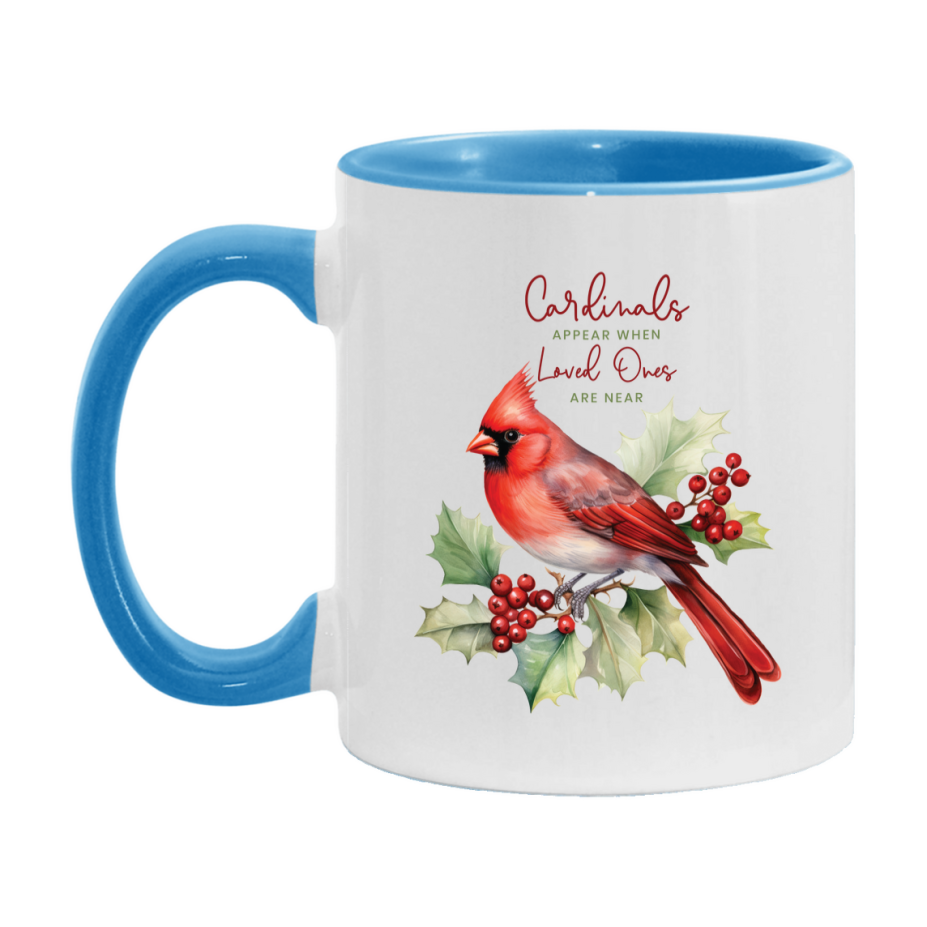 Red Cardinal Mug – Northern Red Cardinal Christmas Mug with Heartfelt Message, 11oz or 15oz White Ceramic Coffee Cup