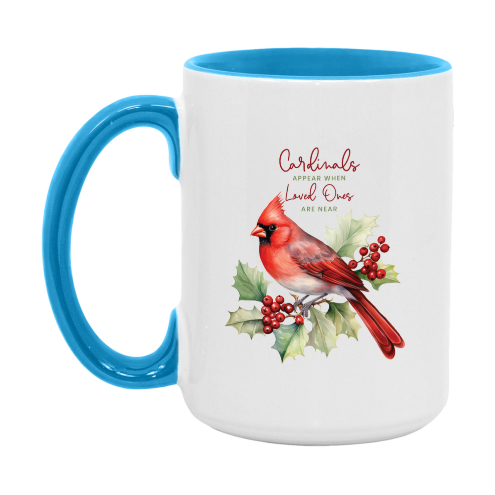 Red Cardinal Mug – Northern Red Cardinal Christmas Mug with Heartfelt Message, 11oz or 15oz White Ceramic Coffee Cup