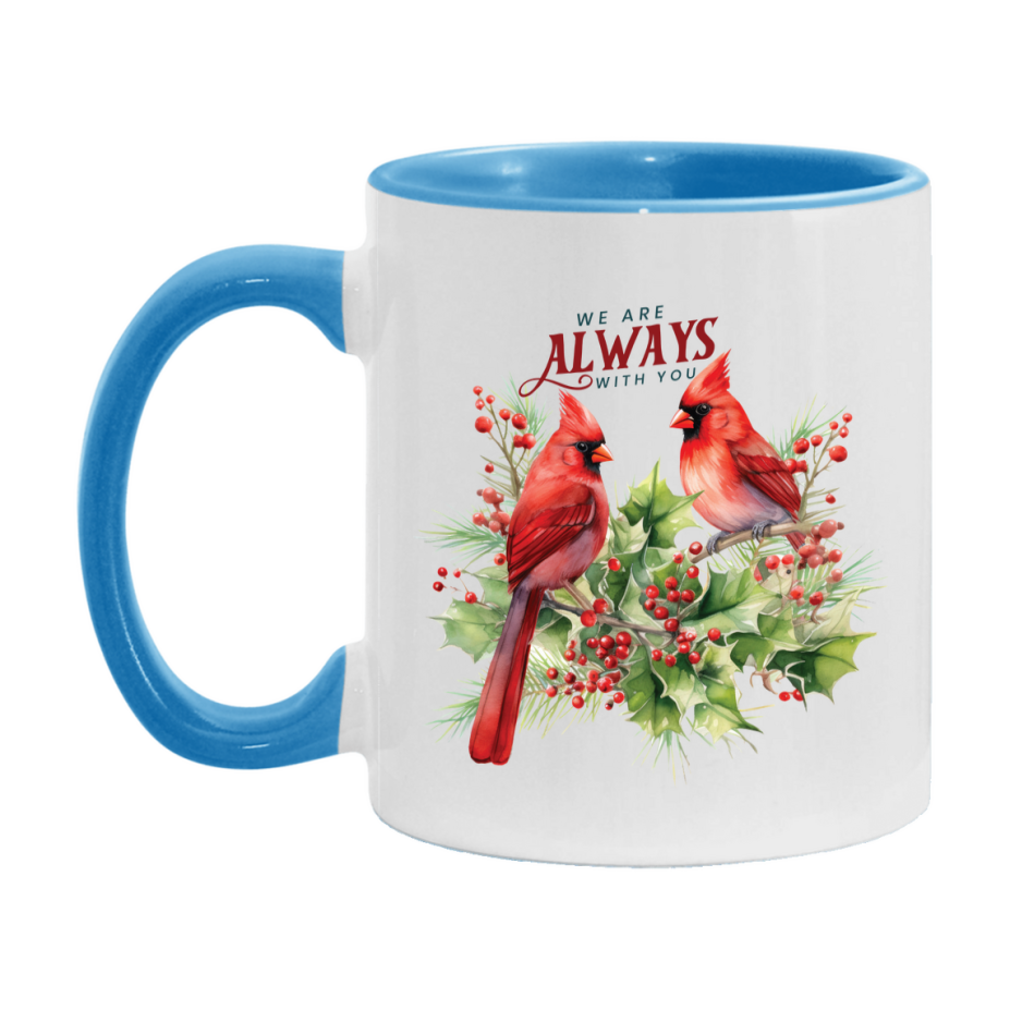 Red Cardinal Mug – Northern Red Cardinal Christmas Mug with Heartfelt Message, 11oz or 15oz White Ceramic Coffee Cup