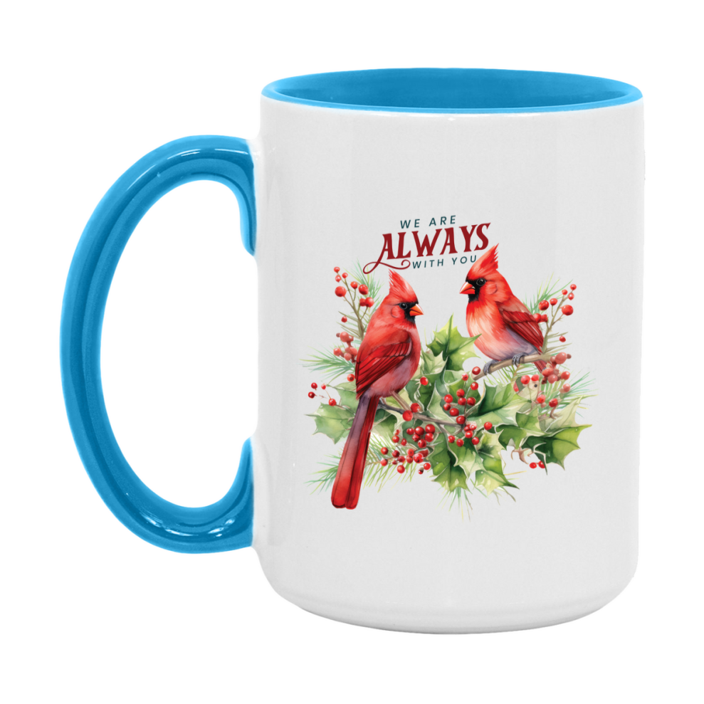 Red Cardinal Mug – Northern Red Cardinal Christmas Mug with Heartfelt Message, 11oz or 15oz White Ceramic Coffee Cup