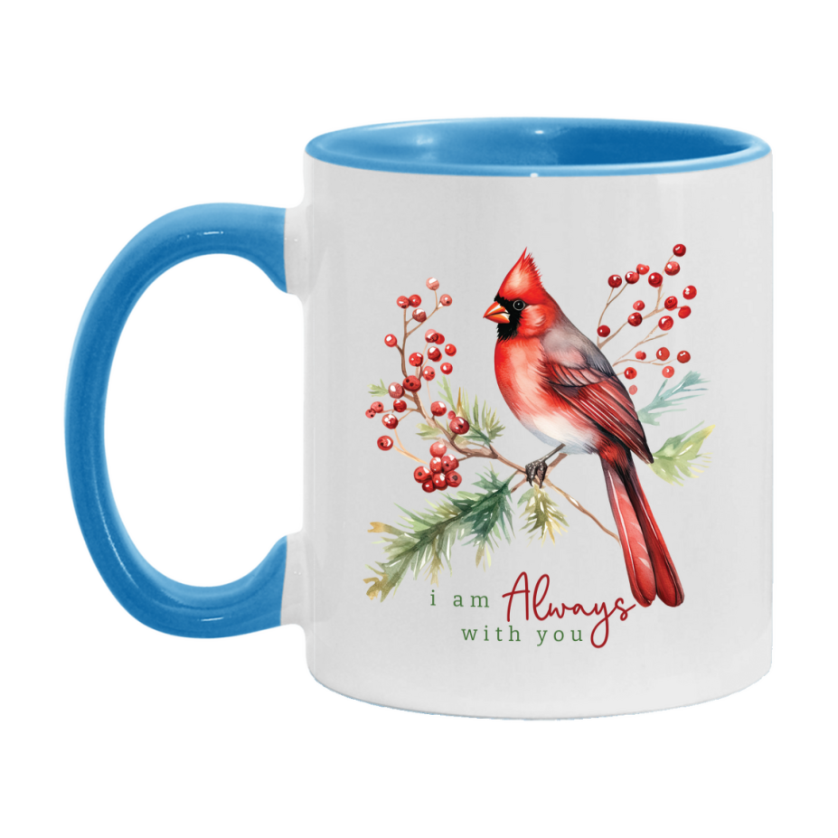 Red Cardinal Mug – Northern Red Cardinal Christmas Mug with Heartfelt Message, 11oz or 15oz White Ceramic Coffee Cup