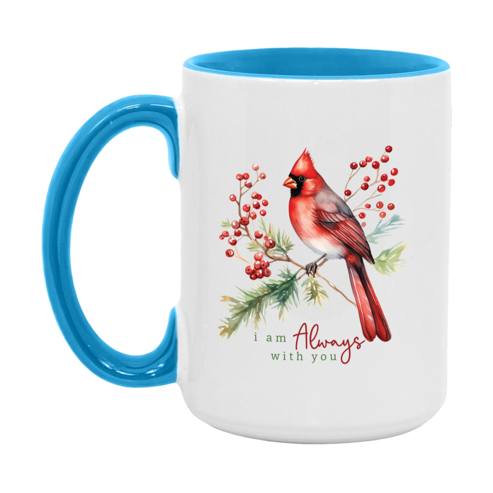 Red Cardinal Mug – Northern Red Cardinal Christmas Mug with Heartfelt Message, 11oz or 15oz White Ceramic Coffee Cup