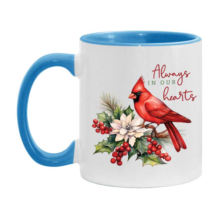 Red Cardinal Mug – Northern Red Cardinal Christmas Mug with Heartfelt Message, 11oz or 15oz White Ceramic Coffee Cup