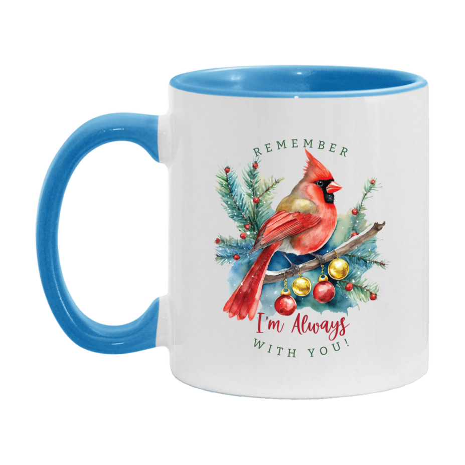 Red Cardinal Mug – Northern Red Cardinal Christmas Mug with Heartfelt Message, 11oz or 15oz White Ceramic Coffee Cup