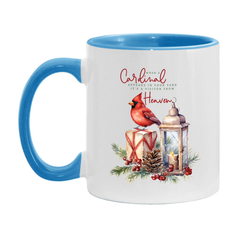 Red Cardinal Mug – Northern Red Cardinal Christmas Mug with Heartfelt Message, 11oz or 15oz White Ceramic Coffee Cup