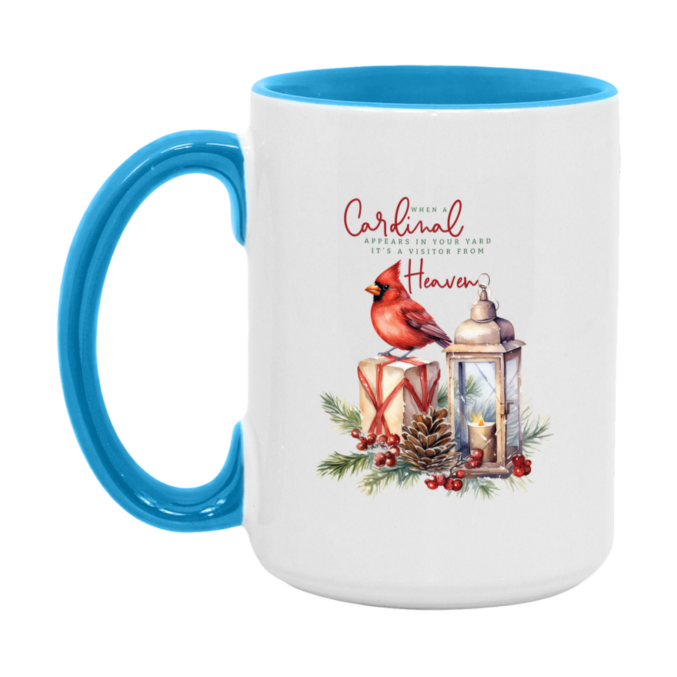 Red Cardinal Mug – Northern Red Cardinal Christmas Mug with Heartfelt Message, 11oz or 15oz White Ceramic Coffee Cup