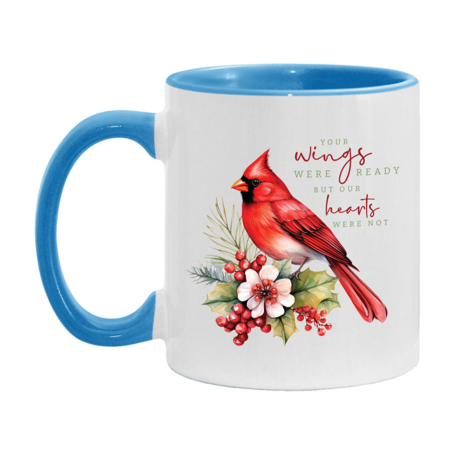 Red Cardinal Mug – Northern Red Cardinal Christmas Mug with Heartfelt Message, 11oz or 15oz White Ceramic Coffee Cup
