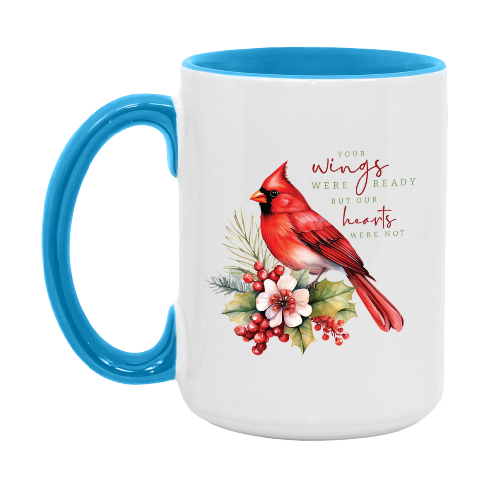 Red Cardinal Mug – Northern Red Cardinal Christmas Mug with Heartfelt Message, 11oz or 15oz White Ceramic Coffee Cup