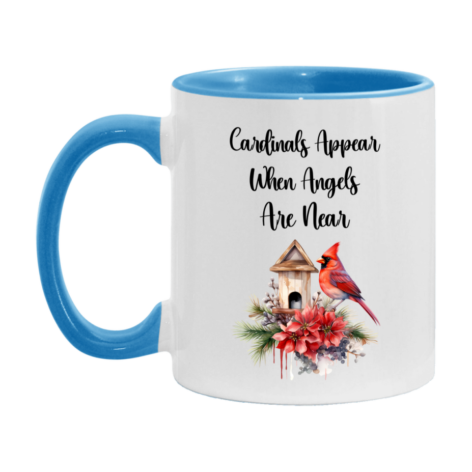 Red Cardinal Mug – "Cardinals Appear When Angels Are Near," 11oz or 15oz Ceramic Christmas Coffee Mug Gift for Cardinal Lovers