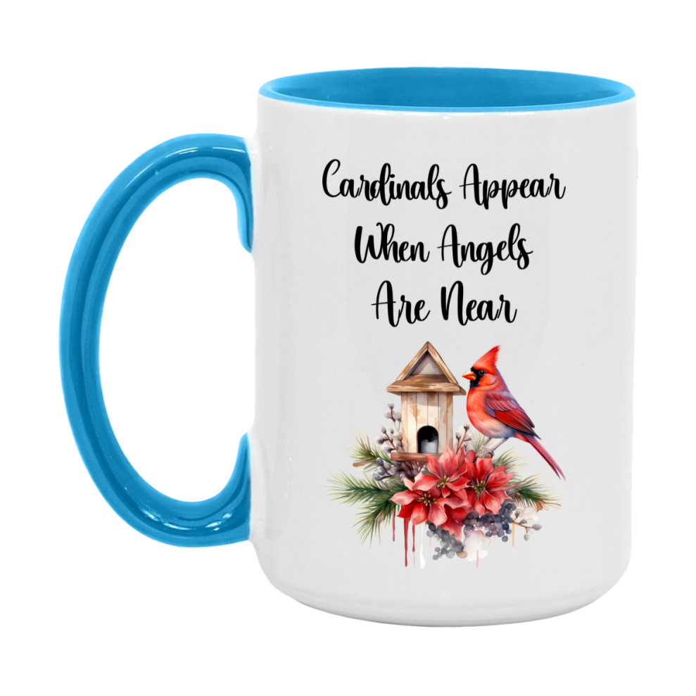 Red Cardinal Mug – "Cardinals Appear When Angels Are Near," 11oz or 15oz Ceramic Christmas Coffee Mug Gift for Cardinal Lovers