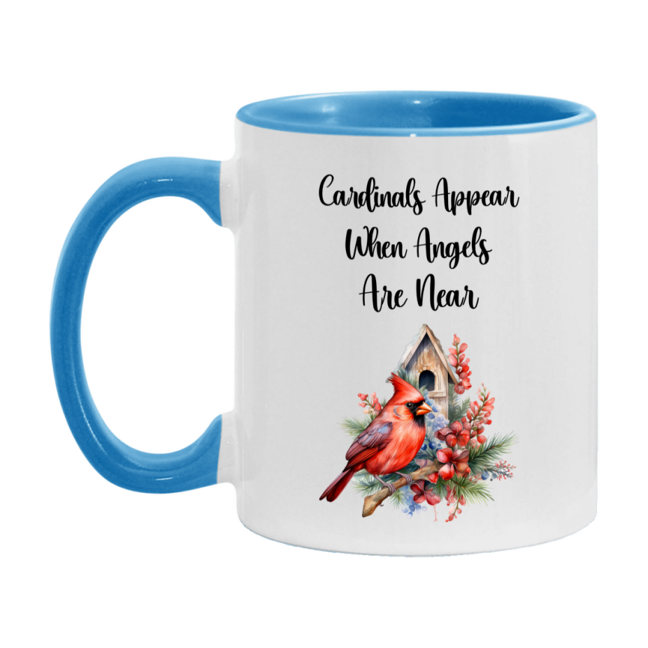 Red Cardinal Mug – "Cardinals Appear When Angels Are Near," 11oz or 15oz Ceramic Christmas Coffee Mug Gift for Cardinal Lovers