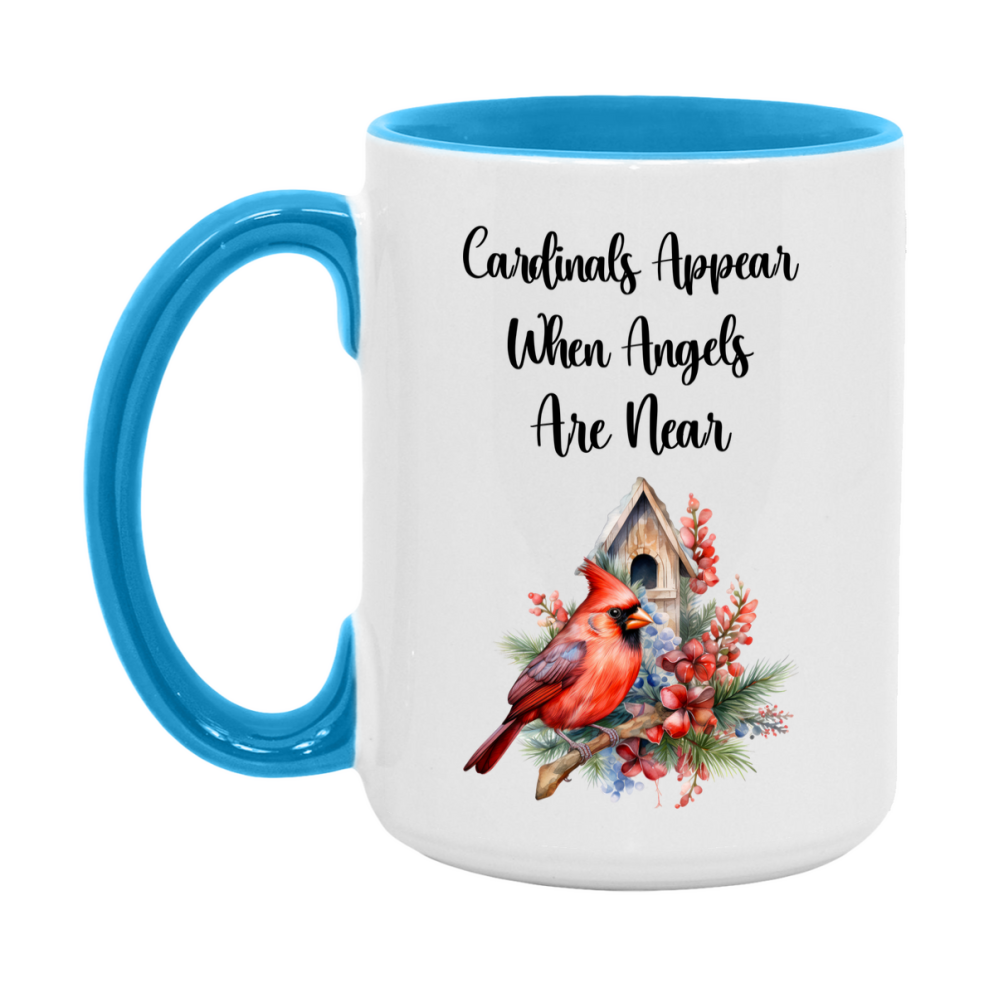 Red Cardinal Mug – "Cardinals Appear When Angels Are Near," 11oz or 15oz Ceramic Christmas Coffee Mug Gift for Cardinal Lovers