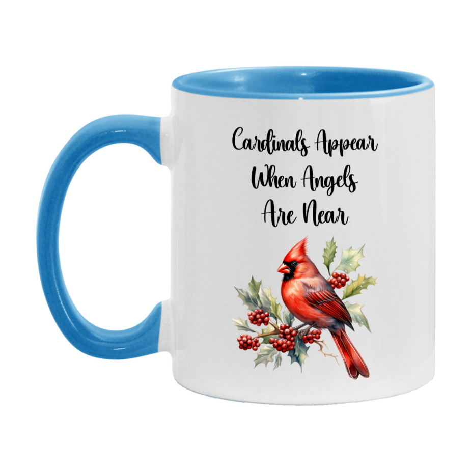Red Cardinal Mug – "Cardinals Appear When Angels Are Near," 11oz or 15oz Ceramic Christmas Coffee Mug Gift for Cardinal Lovers