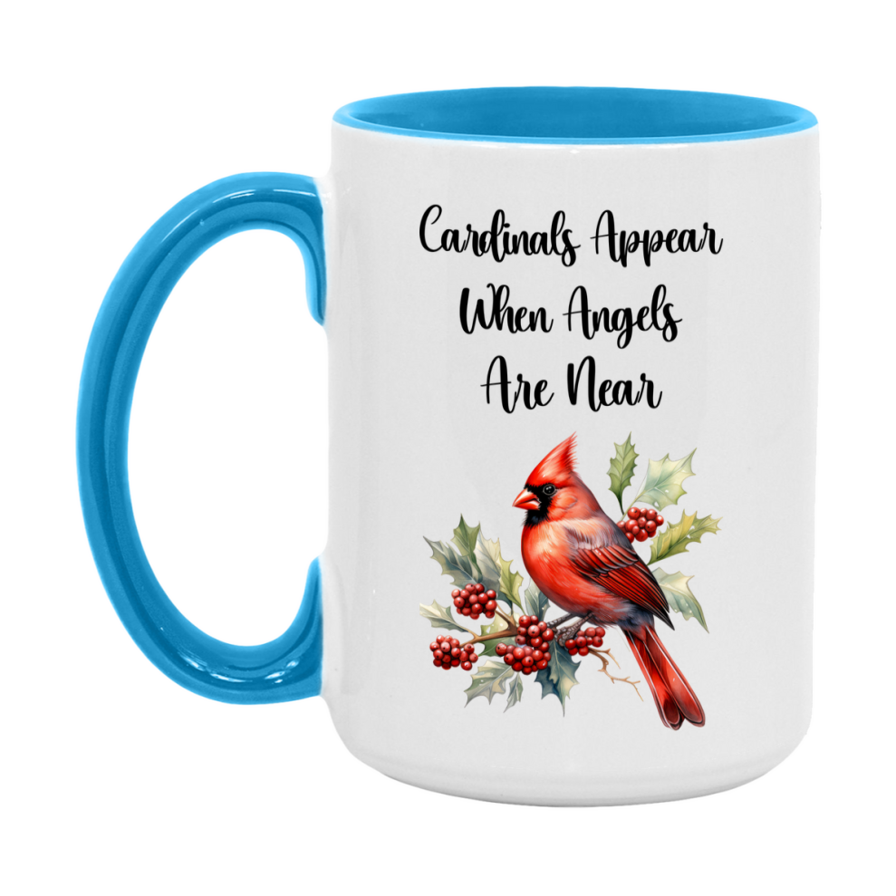 Red Cardinal Mug – "Cardinals Appear When Angels Are Near," 11oz or 15oz Ceramic Christmas Coffee Mug Gift for Cardinal Lovers