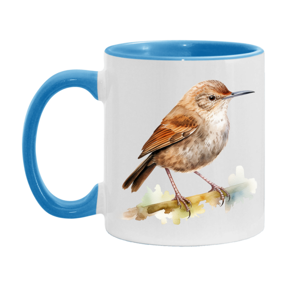 Bird Watching Mug, House Wren Song Bird Mug, 11oz or 15oz White Ceramic Coffee Mug Gift for Bird Watchers