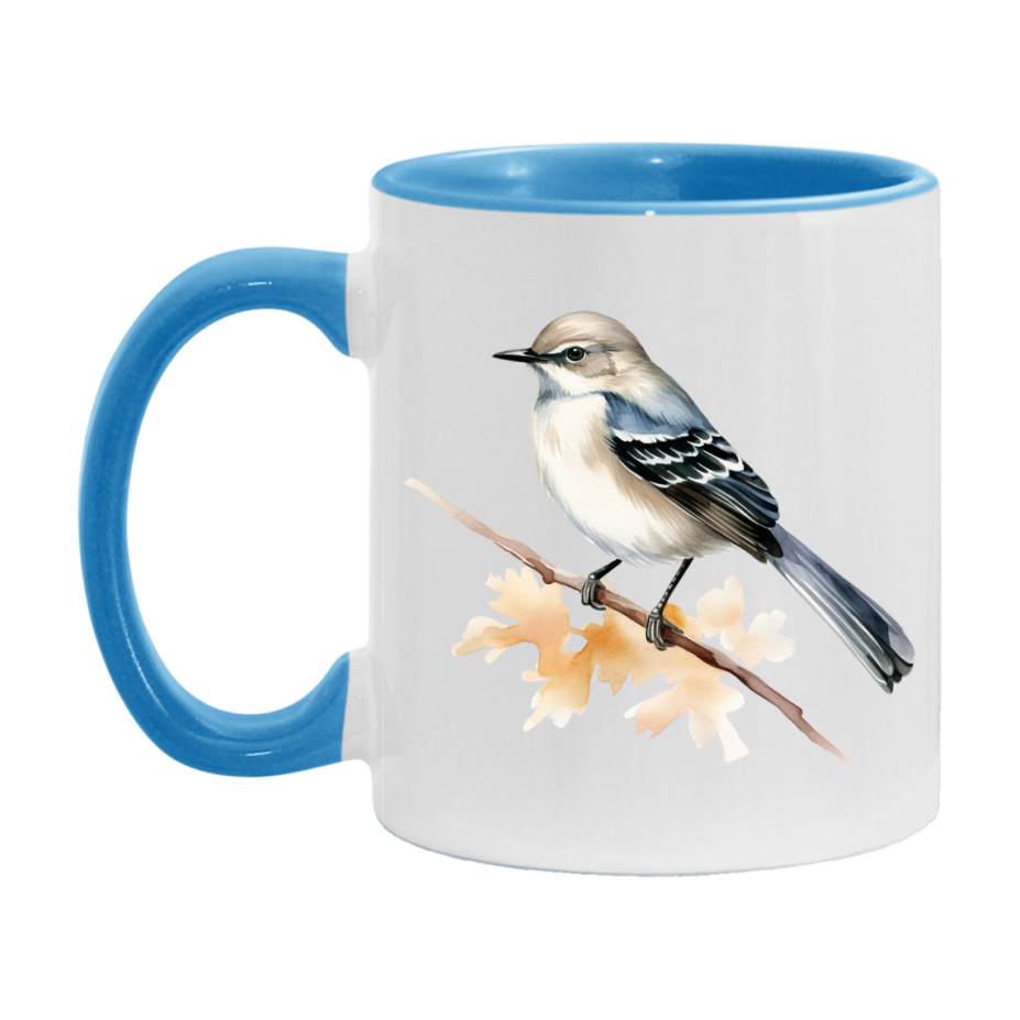 Bird Watching Mug, Mockingbird Song Bird Mug, 11oz or 15oz White Ceramic Coffee Mug Gift for Bird Watchers