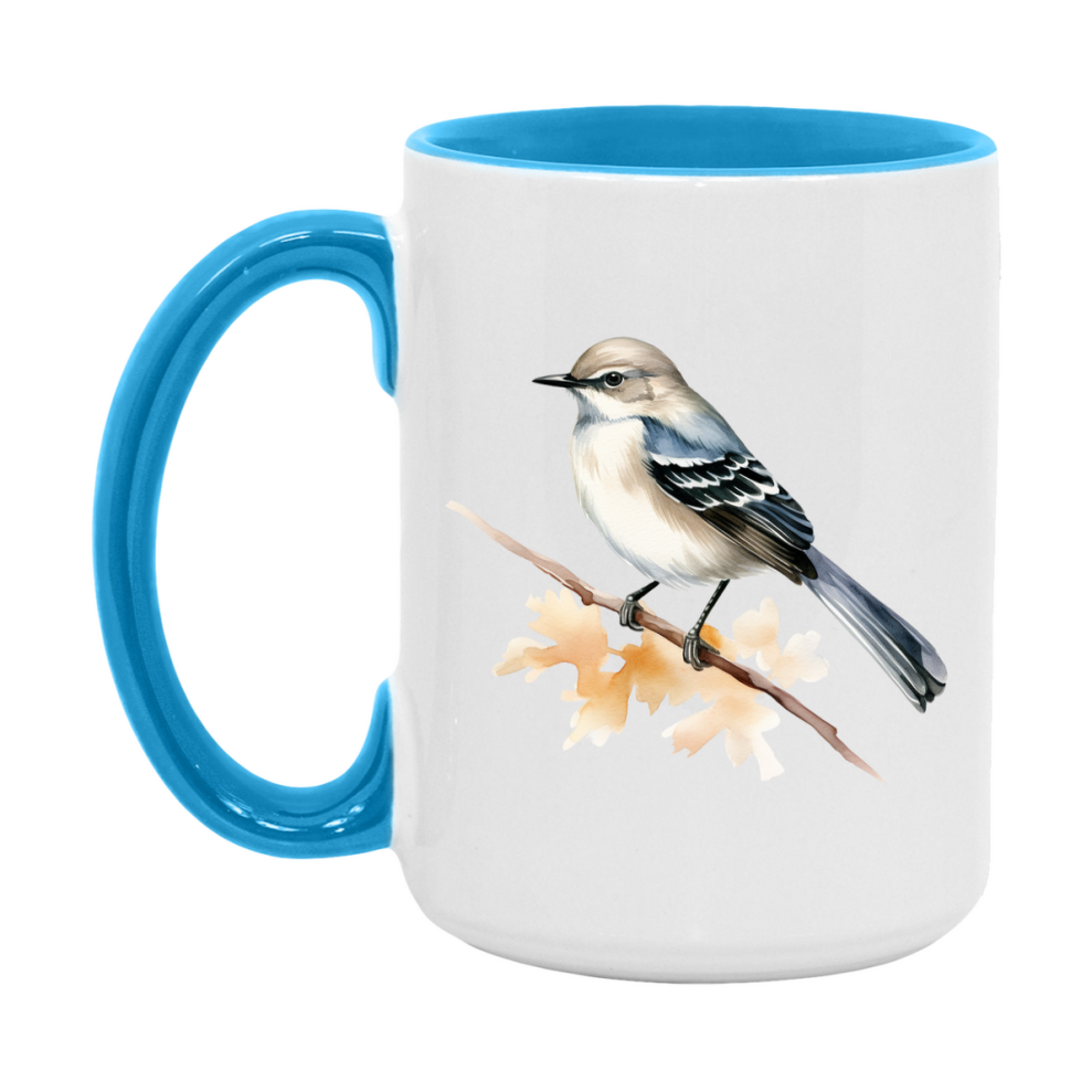 Bird Watching Mug, Mockingbird Song Bird Mug, 11oz or 15oz White Ceramic Coffee Mug Gift for Bird Watchers