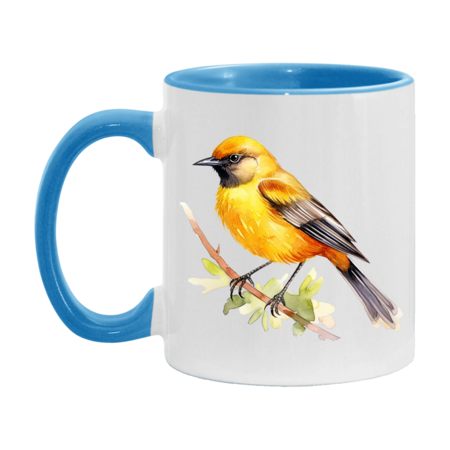Bird Watching Mug, Orchard Oriole Song Bird Mug, 11oz or 15oz White Ceramic Coffee Mug Gift for Bird Watchers