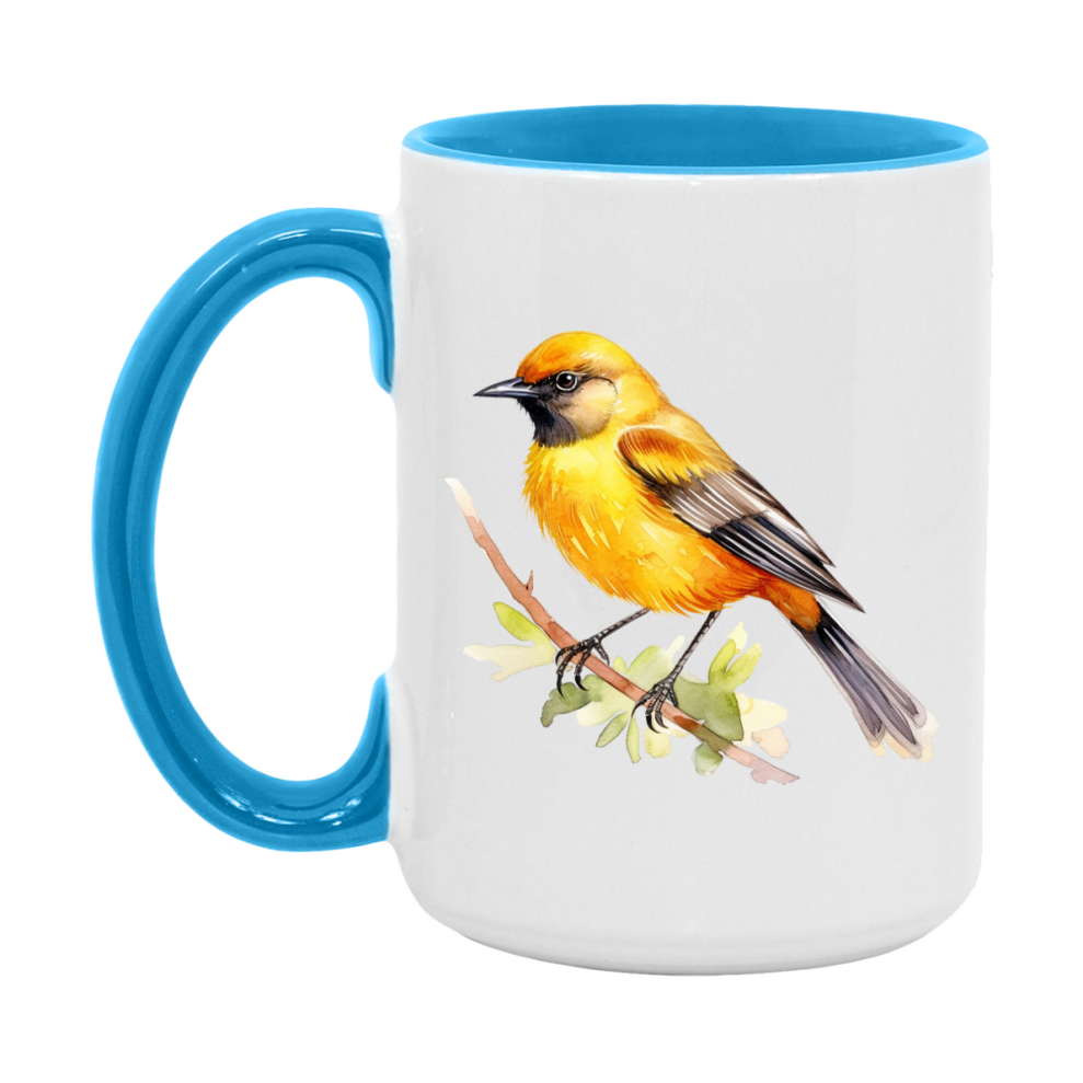 Bird Watching Mug, Orchard Oriole Song Bird Mug, 11oz or 15oz White Ceramic Coffee Mug Gift for Bird Watchers