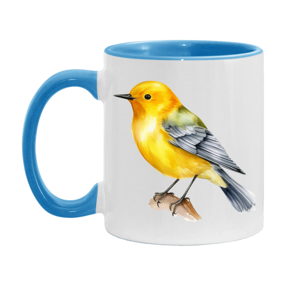 Bird Watching Mug, Prothonotary Warbler Song Bird Mug, 11oz or 15oz White Ceramic Coffee Mug Gift for Bird Watchers