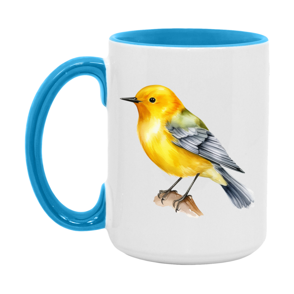 Bird Watching Mug, Prothonotary Warbler Song Bird Mug, 11oz or 15oz White Ceramic Coffee Mug Gift for Bird Watchers