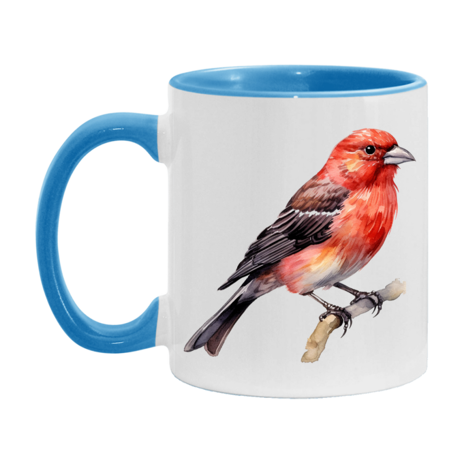 Bird Watching Mug, Red Crossbill Song Bird Mug, 11oz or 15oz White Ceramic Coffee Mug Gift for Bird Watchers