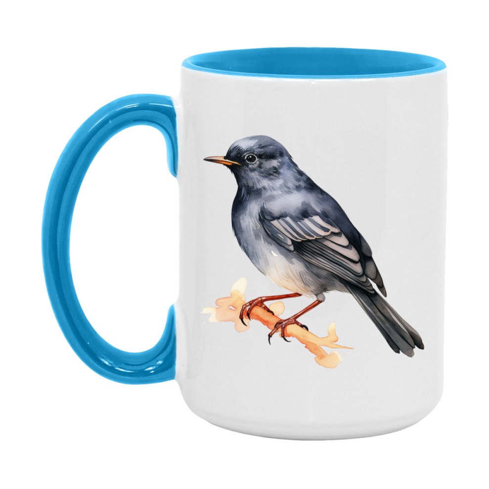 Bird Watching Mug, Slaty Backed Nightingale Thrush Song Bird Mug, 11oz or 15oz White Ceramic Coffee Mug Gift for Bird Watchers