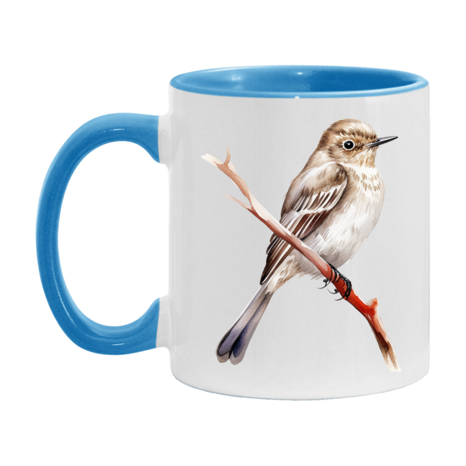 Bird Watching Mug, Spotted Flycatcher Song Bird Mug, 11oz or 15oz White Ceramic Coffee Mug Gift for Bird Watchers
