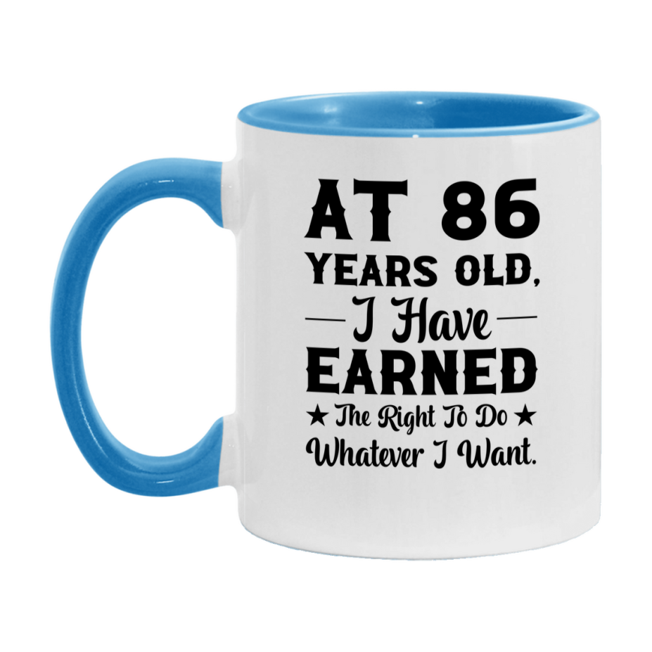 Birthday Gift for 86 Year Old Men and Women, Funny Coffee Mug, 11oz or 15oz Ceramic White Cup
