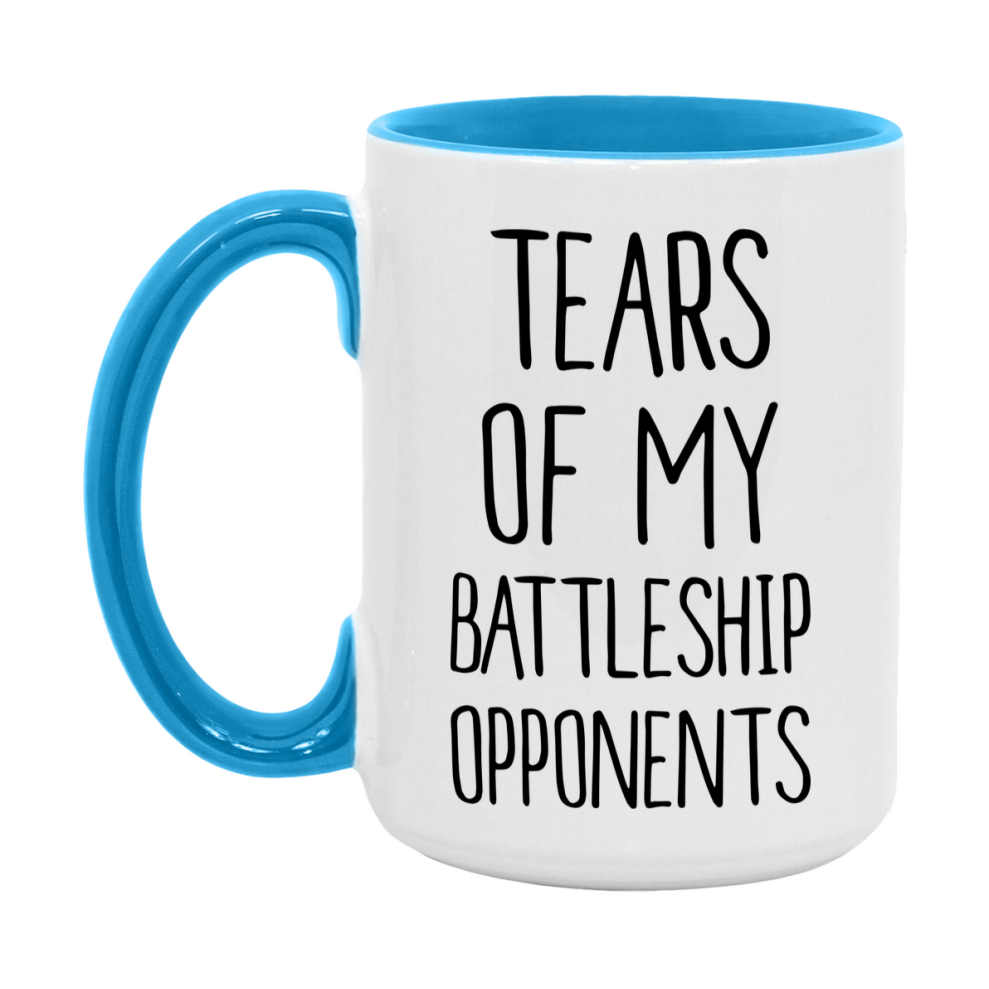 Funny Board Game Mug, Tears of My Battleship Opponents, 11oz or 15oz Ceramic White Coffee Cup