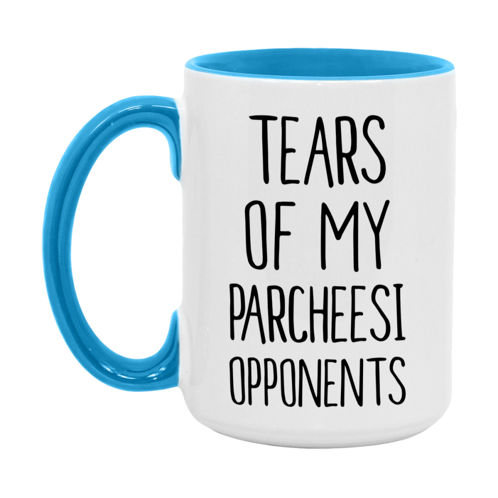 Funny Board Game Mug, Tears of My Parcheesi Opponents, 11oz or 15oz Ceramic White Coffee Cup