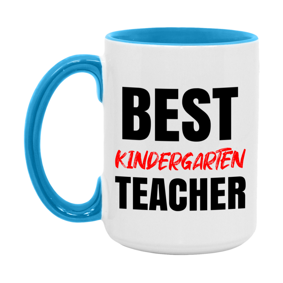 Teacher Superlative Mug, Best Kindergarten Teacher Gift, 11oz or 15oz White Ceramic Coffee Cup for Kindergarten Teacher