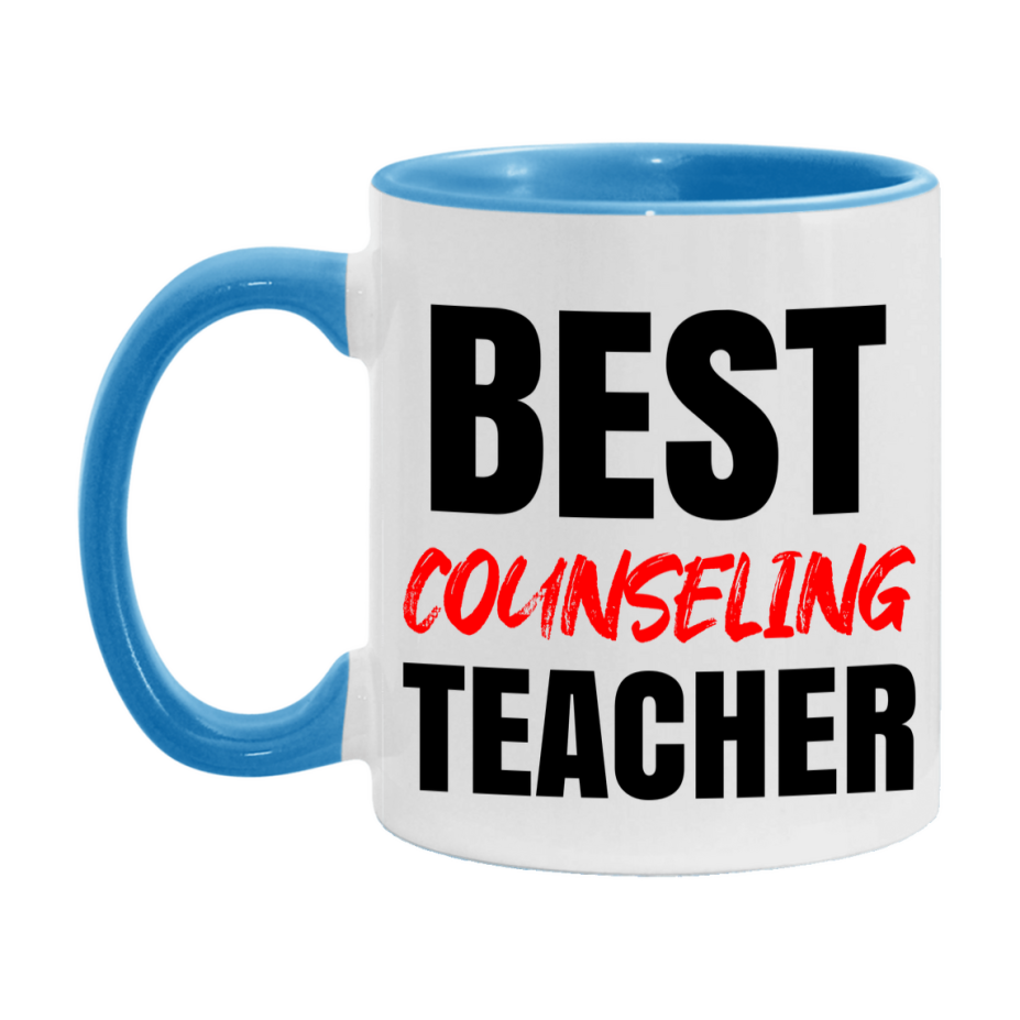 Teacher Superlative Mug, Best Counseling Teacher Gift, 11oz or 15oz White Ceramic Coffee Cup for Counseling Teacher