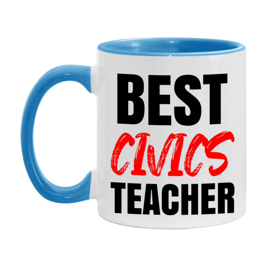 Teacher Superlative Mug, Best Civics Teacher Gift, 11oz or 15oz White Ceramic Coffee Cup for Civics Teacher