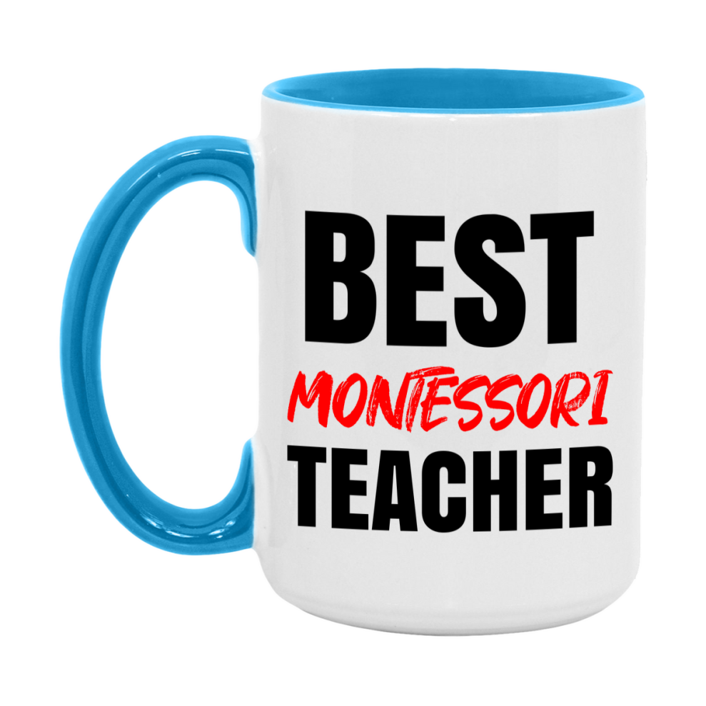 Teacher Superlative Mug, Best Montessori Teacher Gift, 11oz or 15oz White Ceramic Coffee Cup for Montessori Teacher