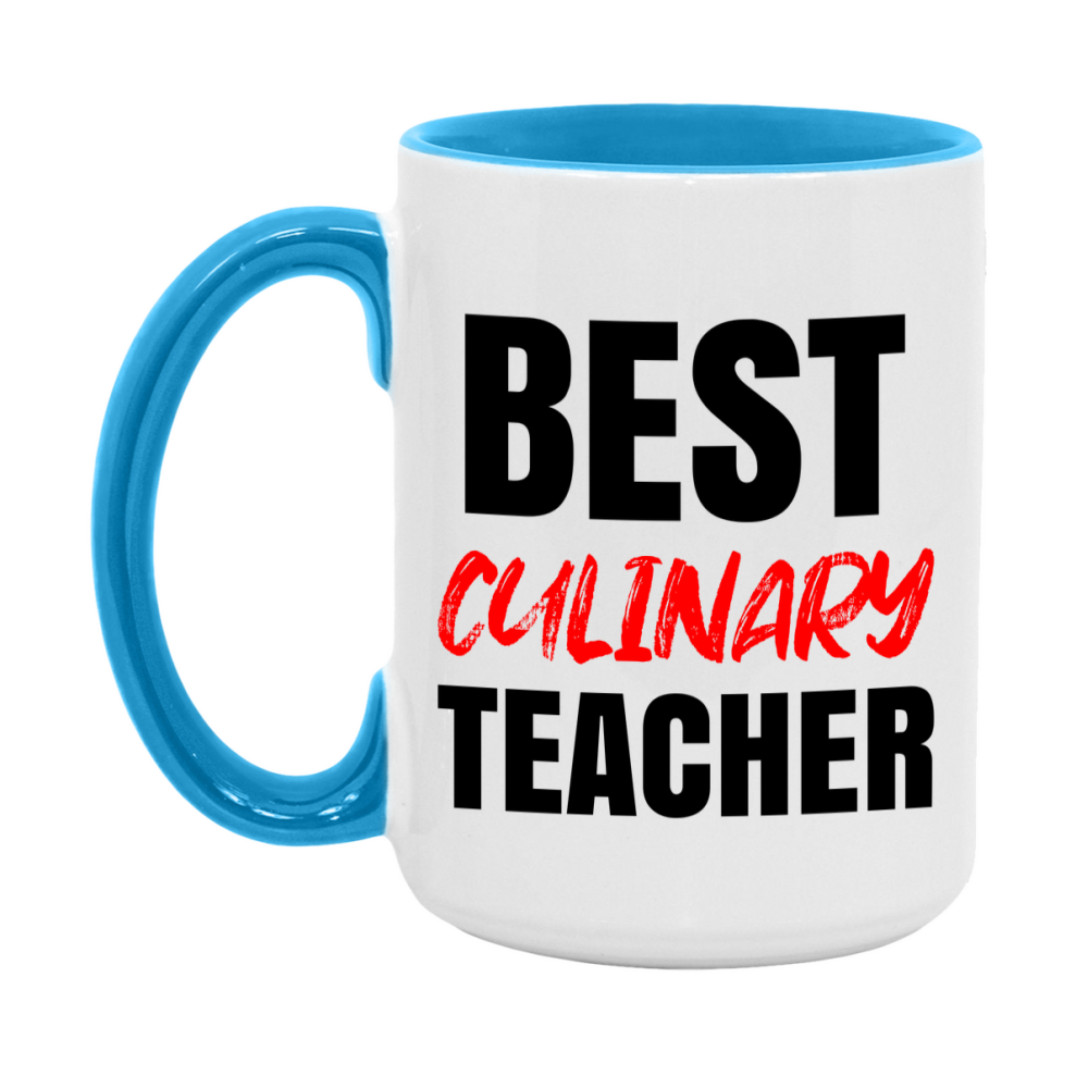 Teacher Superlative Mug, Best Culinary Teacher Gift, 11oz or 15oz White Ceramic Coffee Cup for Culinary Teacher