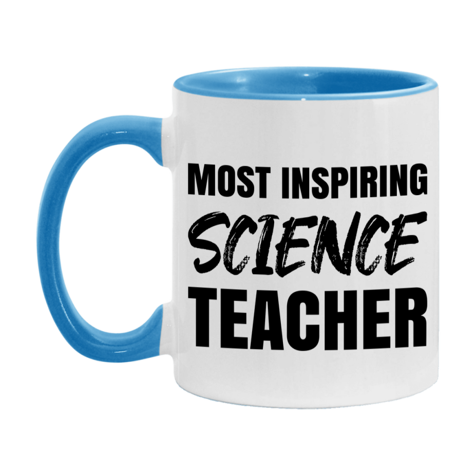 Teacher Superlative Mug, Most Inspiring Science Teacher Gift, 11oz or 15oz White Ceramic Coffee Cup, Gift for Science Teacher