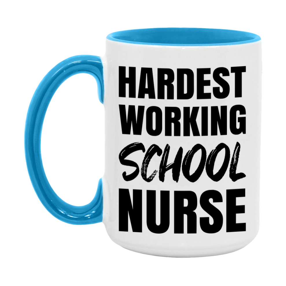 Nurse Superlative Mug, Hardest Working School Nurse Gift, 11oz or 15oz Ceramic Coffee Cup Gift