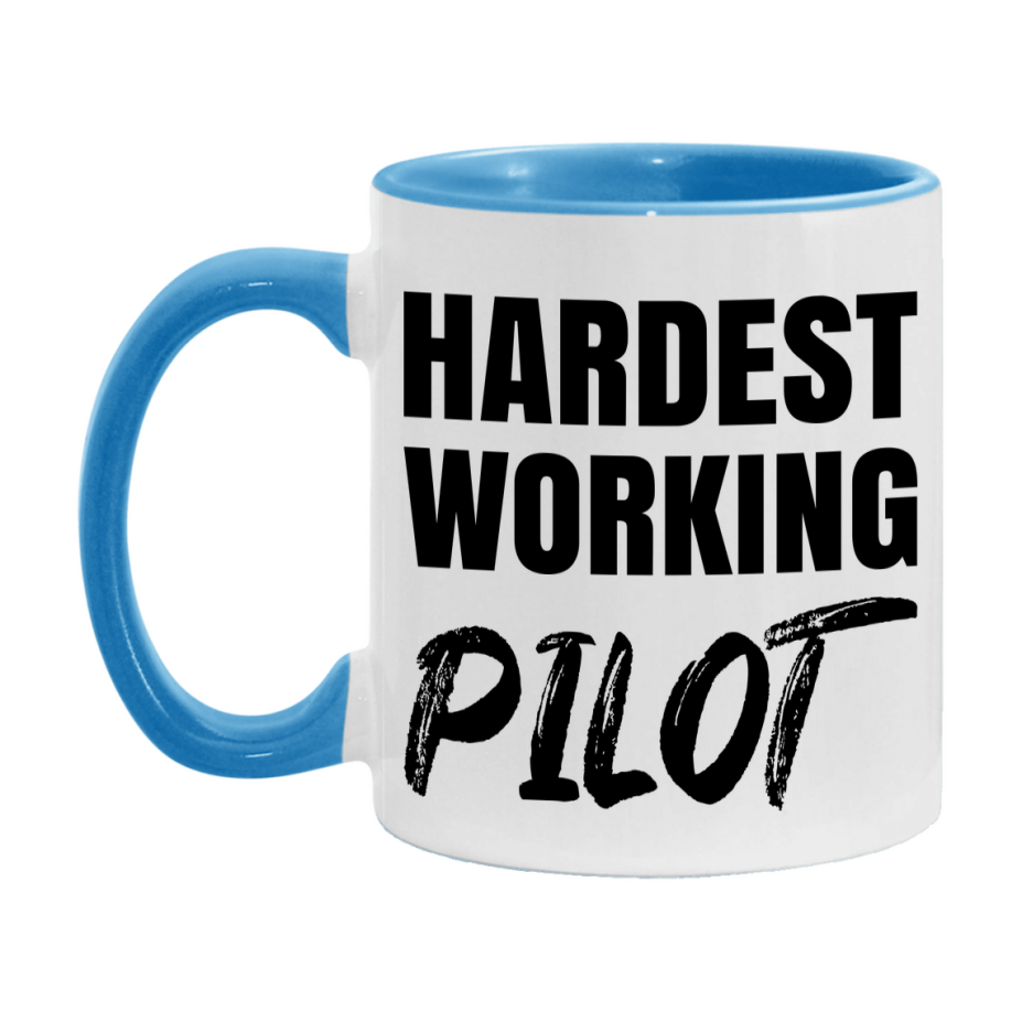 Pilot Superlative Mug, Hardest Working Pilot, 11oz or 15oz Ceramic Coffee Mug, Double-Sided Cup, Gift for Pilot, Coworker Gift, Boss Gift